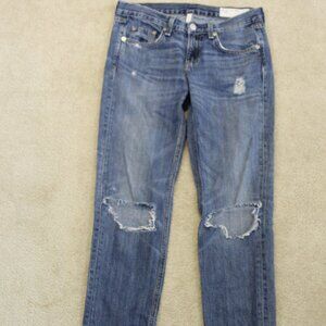 Rag & Bone Jean for Intermix Distressed Slim Straight Jeans — Buckley Wash